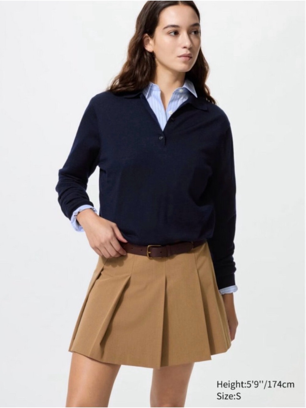 Uniqlo Tan Pleated Mini Skirt